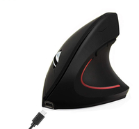 Mouse Gaming Ergonomis Vertikal Nirkabel 2.4GHz Isi Ulang 6 Tombol Optik Pro Gamer dengan Strip LED Biru OEM