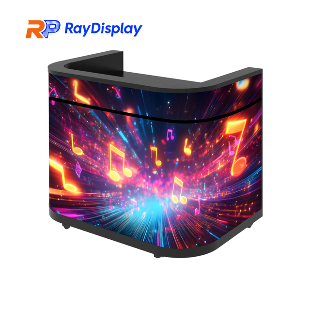 Interactive 4K HDR10+ LED DJ Booth Screen-Touch Options Logo Animation Cloud Management-Designed Modern Clubs Pop-Ups VIP