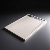 Receveur de douche moderne en pierre massif antidérapant pour hôtel, prêt à poser avec drain linéaire, tailles personnalisées 800-1600 mm, pour salle de douche étanche