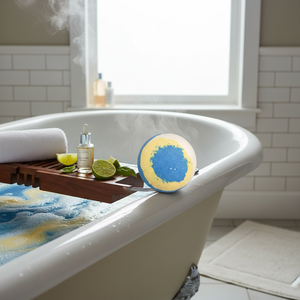 Cosmético Coreano BATHPROJECT Space Bath para Baño, 100g, Alta Calidad, Fragancia de Lima y Albahaca, Azul/Amarillo/Blanco - Product Image 3