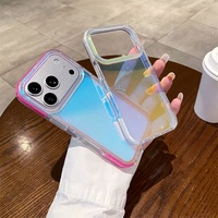 Coque In-Mold Décorative Scintillante pour iPhone 17 Pro Max, Motif Étoilé Laser Bleu Antichoc, Ajustement Précis, Accessoire de Mode