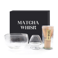 Ensemble de bols en verre de cérémonie faits à la main en gros Bambus Matcha Chawan porte-fouet en bambou bols à thé avec bec verseur pour outils