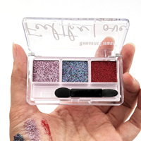 Nouveau design maquillage 3 couleurs palette d'ombres à paupières colorées étanches brillantes