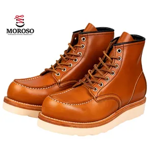 Fashion High-Top Leather Motorcycle Boots Goodyear Stitching Technology Boots Leather Boots For Men