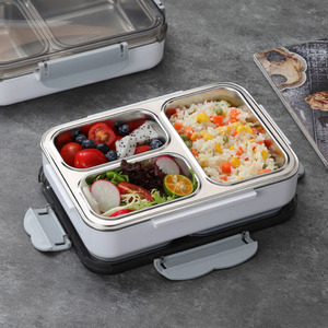 Hộp cơm trưa bằng thép không gỉ 304, ngăn đựng đồ ăn riêng biệt, kín mùi, chống rò rỉ, có thể nhìn thấy bên trong, nắp đậy có thể hâm nóng để bảo quản - Product Image 6