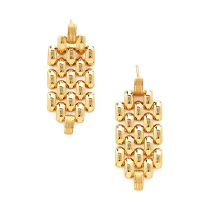 Gemnel latest trendy brass 18k gold plated oval heirloom chain link chunky drop earrings