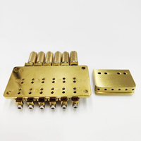 Premium Headless Brass 6 String Guitar Bridge Tailpiece for Electric Guitar With String Lock Gold Electric Guitar Accessories