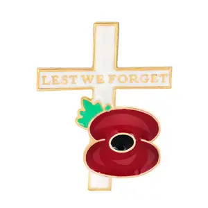Opdat We Vergeten Britse Poppy Broche Saffloer Gedenkteken Dag Legering Wereldoorlog Ii Badges Pin