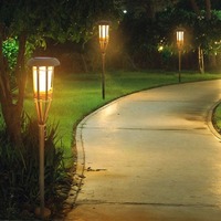 Lampes torches solaires LED à effet flamme, imitation lampe en bambou, étanches, pour la décoration de jardin, pelouse, allée, cour, patio, lampes de sol