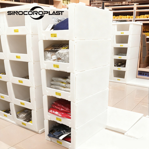Nhà Kho Thùng Phía Trước Mở Nhựa Corflute Sóng Stackable PP coroplast Tấm Rỗng Hộp Lưu Trữ Quần Áo Chọn Bin - Product Image 5
