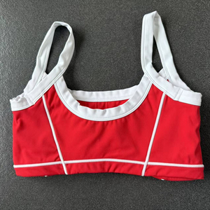 SHINBENE sans manches couleur bloc rembourré sport soutien-gorge débardeurs col carré Double couche entraînement Fitness basique haut court - Product Image 5