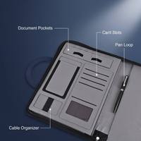 Carnet A4 personnalisé rechargeable avec batterie 8000 mAh, chargement sans fil, ports multi-connecteurs, organiseur en cuir PU