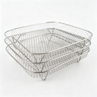 Accessoires pour friteuse à air en acier inoxydable 304, panier de friture empilable rond/carré à 3 niveaux