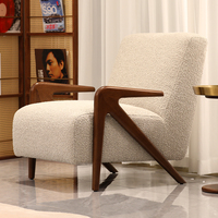 Fauteuil d'appoint en bois massif, fauteuil de détente rembourré, siège moderne pour salon, hôtel, appartement