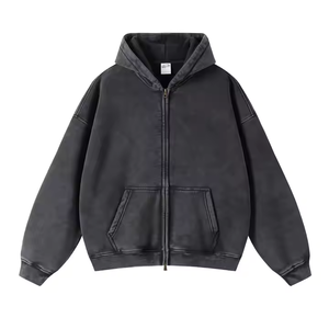 Nhà Sản Xuất Người Đàn Ông Axit Rửa Hoodies Bán Buôn Drop Shoulder Cổ Điển Màn Hình In Nửa Zip Trống Áo Len Tùy Chỉnh - Product Image 1