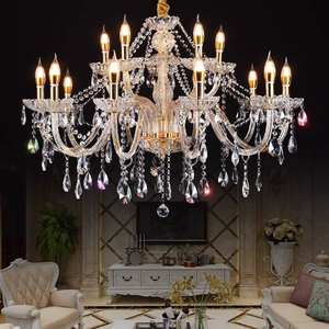 Lampadario di Lusso Europeo Moderno con Pendenti in Cristallo Trasparente, Lampada a Sospensione per Decorazione del Soffitto di Casa, Illuminazione di Medie Dimensioni - Product Image 5