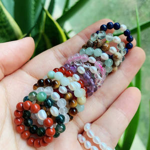 แหวนหินธรรมชาติบำบัดจักระ แหวนคริสตัลควอตซ์หลากสี ประดับมุกแท้ แหวนลูกปัดยืดหยุ่น ปรับขนาดได้ ซ้อนกันได้ - Product Image 5