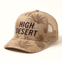 Gorra Trucker Personalizada con Diseño Beige Desértico, Gorra de Béisbol con Malla Trasera, Bordado en Relieve, Gorra Snapback para Exteriores, OEM ODM