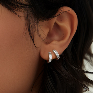 Aros de Plata de Ley 925 CANNER, Simples, Clásicos, Irregulares, con Circonita 5A, para Mujer - Product Image 4