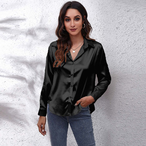 Camicia a Maniche Lunghe in Raso Simil-Seta, 23 Colori, 7 Taglie Disponibili, Stile Carino, Vestibilità Comoda, Lavabile, <span class=keywords><strong>Abbigliamento</strong></span> Femminile - Product Image 5