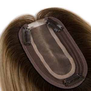 # Topper de cheveux humains lisses couleur mèches 60, 3x5 pouces, pour femmes, cheveux vierges européens, 16 pouces, base mono - Product Image 1