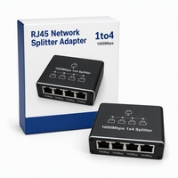 Répartiteur réseau RJ45 1 à 4 ports, adaptateur Ethernet Gigabit 1000 Mbps, boîtier en alliage d'aluminium pour la maison, le bureau, la caméra IP, le moniteur, le routeur