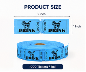 Rollo de Tickets para Bebidas de 2 Pulgadas, Papel Grueso Azul Brillante, Perforado, Fácil de Rasgar, Impresión Digital con Logotipo DRINK - Product Image 2