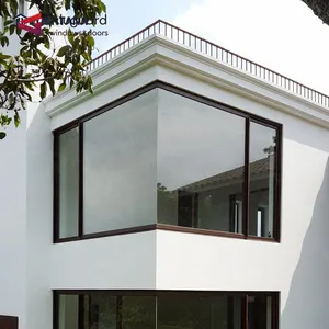 高品质大玻璃窗设计，用于家庭角落铝窗