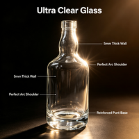 Bouteille en verre lourd de 500 ml pour spiritueux, vente en gros, qualité alimentaire, vide, pour l'emballage d'alcool