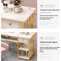 Juego de Mesa y Silla para Salón de Uñas, Moderno, Sencillo y Popular, con Doble Cajón Especial, Tablero de MDF de Alta Densidad para Maquillaje