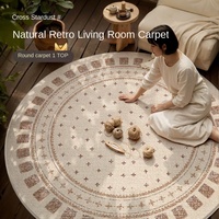 Tapis rond en velours persan, style vintage français, doux, résistant aux taches, facile à nettoyer, pour salon, chambre, décoration intérieure