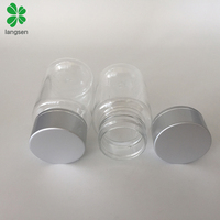 Capsules à pilules en plastique transparent 80ml 80g, récipients de bouteilles meidcine avec couvercle à vis métallique argent, 100 pièces