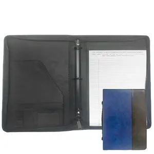 현대 Qiu 비즈니스 사용자 정의 로고 플래너 링 바인더 노트북 프리미엄 가죽 개요 포트폴리오 서류 가방 현대 Qiu 폴더