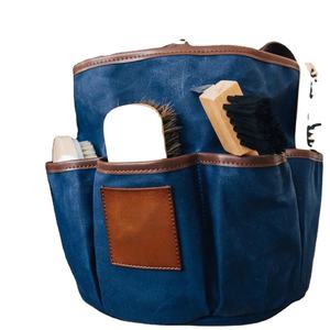 Custom Logo Canvas Heavy Duty Portable Horse Grooming Brush <b>Storage</b> Bag Collapsible Design Custom Size for Equestrian Cleaning - Product Image 2