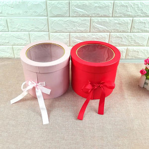 Caja de cartón rígida de lujo con logotipo personalizado, cilindro de papel de embalaje rosa, tubo redondo con sombrero, caja de flores de regalo - Product Image 4
