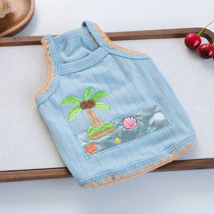 Elegante y lindo chaleco transpirable de poliéster para perros con diseño de cocotero, ropa para mascotas para primavera y verano. - Product Image 6