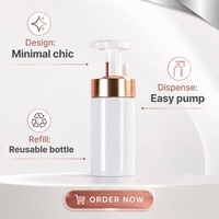 Échantillon gratuit de flacon pompe en PET de 200 ml, flacon en plastique pour nettoyant visage, flacons à bulles pour désinfectant pour les mains