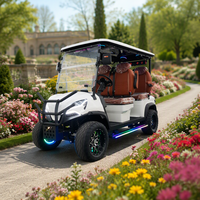 Voiturette de golf surélevée personnalisée 4 places, buggy de golf électrique tout-terrain avec éclairage sous châssis à couleurs changeantes pour la chasse et les excursions