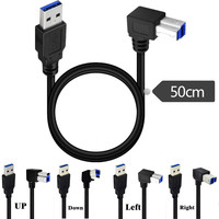 Cable USB 3.0 de Tipo A Macho a Tipo B Macho, Cable en Ángulo Recto de 90 Grados para Impresora, Monitor, Estación de Acoplamiento, Discos Duros Externos, Escáner