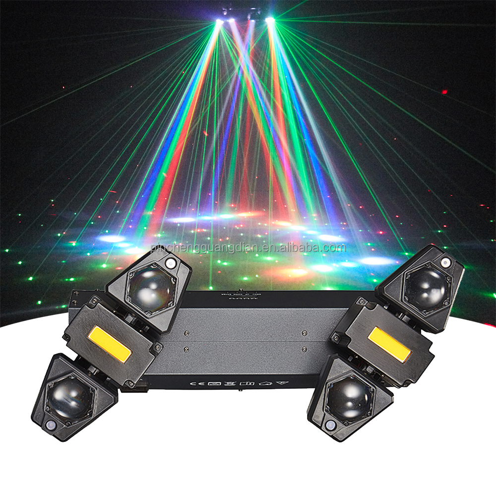 Professional 80W RGBW Stage Lighting Two Arm Four Head LED Effect Light Double Headed Moving Beam Spot Wash for DJ