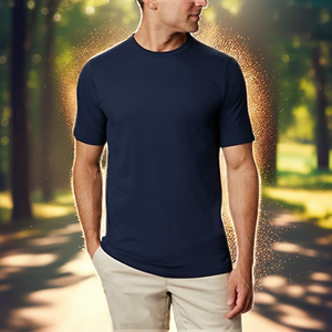Camiseta de Jersey de Algodón 180G para Hombre, Cuello Redondo, Corte Regular, Manga Corta, Informal, Venta al Por Mayor de Fábrica - Product Image 2