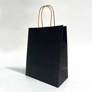 Bán buôn Túi giấy Kraft đen với tay cầm sang trọng có thể phân hủy sinh học kích thước tùy chỉnh cho mua sắm quần áo Quà Tặng - Product Image 5