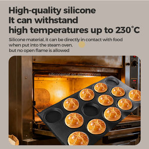 14-Fach Hamburgerförmige Schwarze Hohlbrötchenform - Hitzebeständig, Leicht zu Entformen, Anpassbare Gewerbliche Backform - Product Image 4