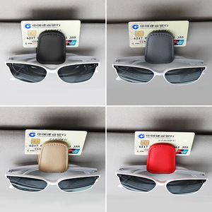 Sunglasses <b>Clips</b> <b>Car</b> Sun Visor Storage Holder Leather Eyeglass Case For Auto Interior Organization - Product Image 2
