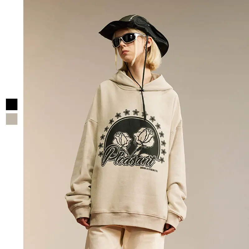 High quality gradient print hoodie women's contrast heavy weight cotton loose oversize hooded sweater latest