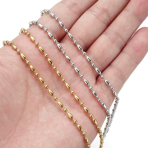 Cadena de cuentas de acero inoxidable con forma de bambú, color oro y plata, 405 piezas, collar básico para joyería de moda. - Product Image 2