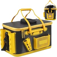 Seau de pêche pliable 45 cm avec logo personnalisé, étanche, avec port de pompe, conteneur portable pour poissons vivants pour pêcheurs