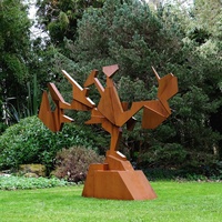Sculpture d'animal personnalisable en acier Corten soudé, style antique rouillé, avec motifs d'oiseau, de cheval et de kangourou