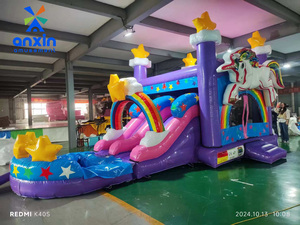 Château <span class=keywords><strong>gonflable</strong></span> en PVC <span class=keywords><strong>licorne</strong></span> ANXIN et équipement d'amusement intérieur avec toboggan pour les terrains de jeux intérieurs et extérieurs - Product Image 2