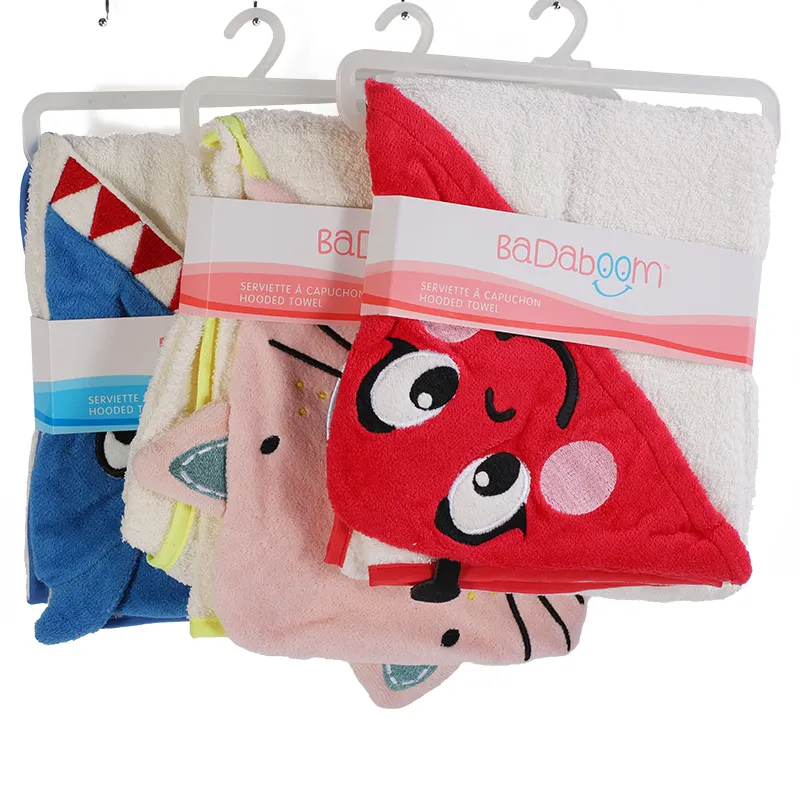 Factory wholesale design super breathable soft cartoon children's bath towel 100% cotton baby hooded hair bath towel
